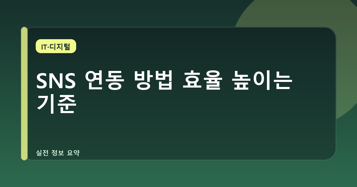 SNS 연동 방법 효율 높이는 기준